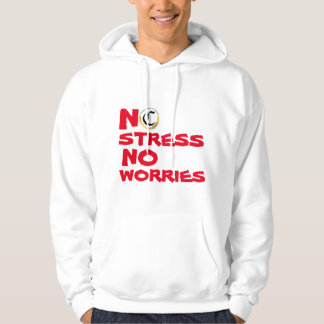 NO STRESS NO WORRIES WHITE AND RED HOODIE