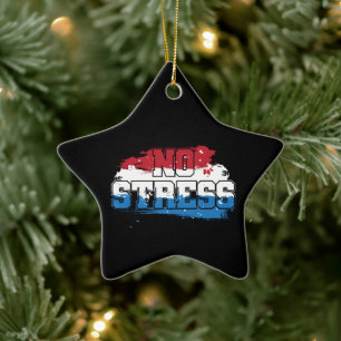 No Stress - Red White Blue Positive Mindset Ceramic Ornament
