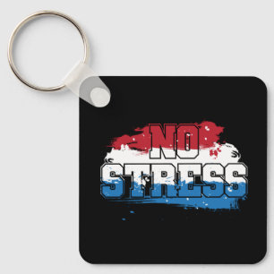 No Stress - Red White Blue Positive Mindset Keychain
