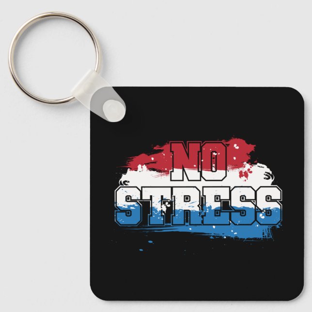 No Stress - Red White Blue Positive Mindset Keychain (Front)