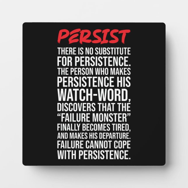 No Substitute For Persistence - Gym, Hustle Plaque (Front)