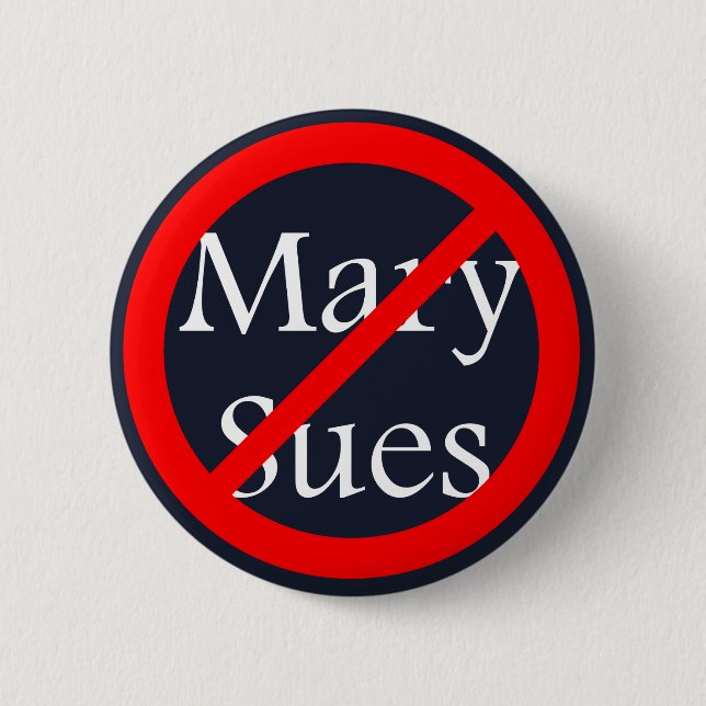 No Sues Allowed 2 Inch Round Button (Front)