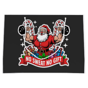 No Sweat No Gift Santa Lifting Dumbbells Bodybuild Large Gift Bag