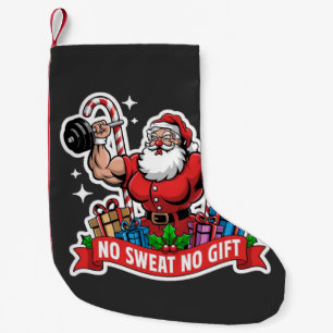 No Sweat No Gift Santa Lifting Dumbbells Bodybuild Small Christmas Stocking