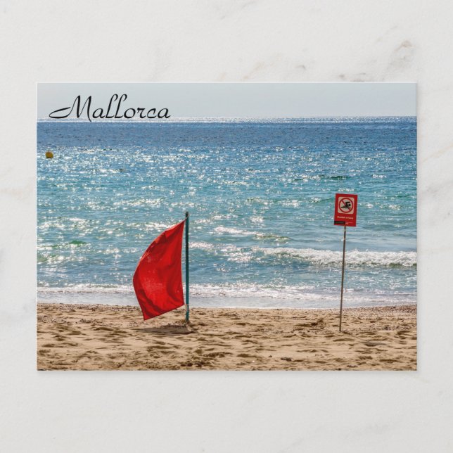 No swimming red flag on the beach - Mallorca Postcard (Front)