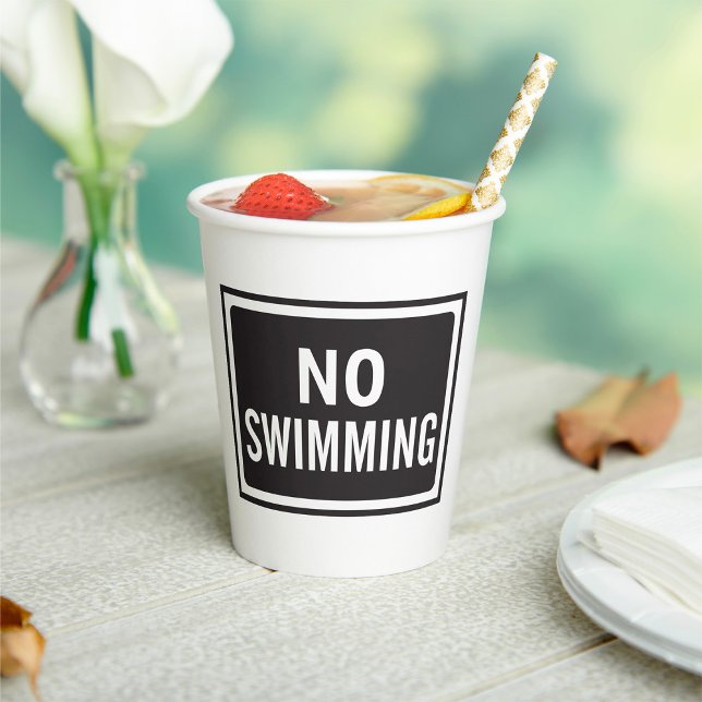 No Swimming Sign Bold Black and White Warning  Paper Cups (Creator Uploaded)