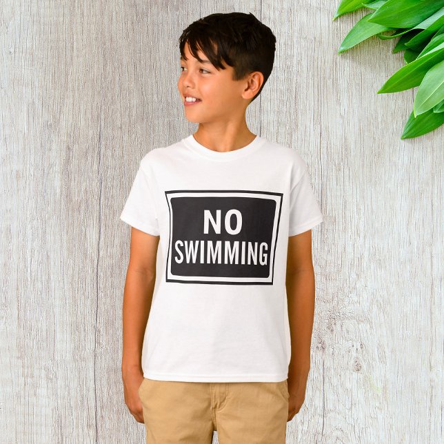 No Swimming Sign Bold Black and White Warning  T-Shirt (Creator Uploaded)
