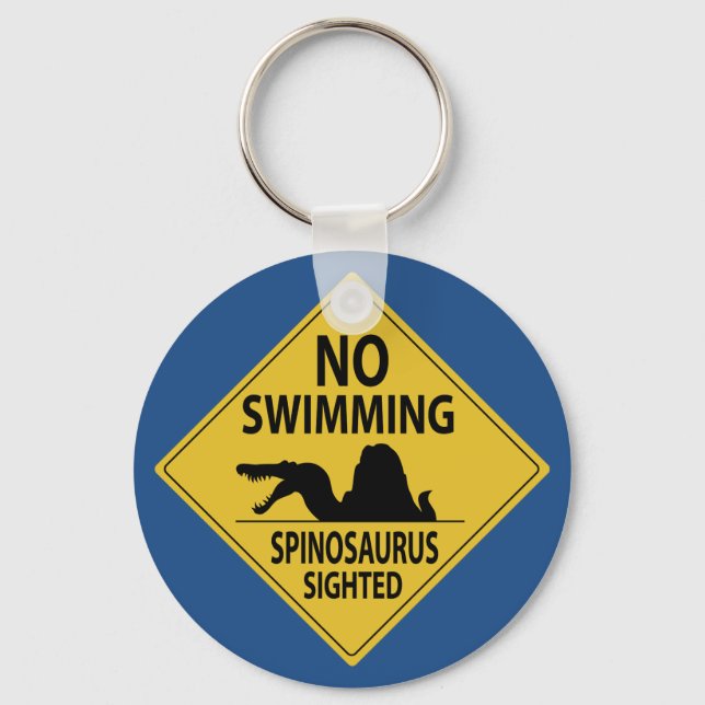 No Swimming – Spinosaurus Sighted Keychain (Front)