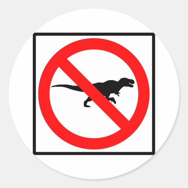 No T-Rexes Highway Sign Dinosaur Classic Round Sticker (Front)