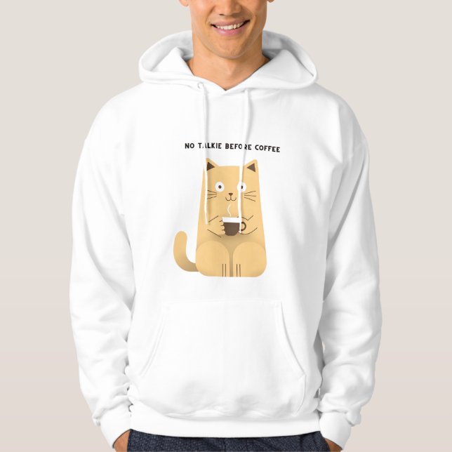 No Talkie Before Coffee – Funny Cat Coffee Lover H Hoodie (Front)