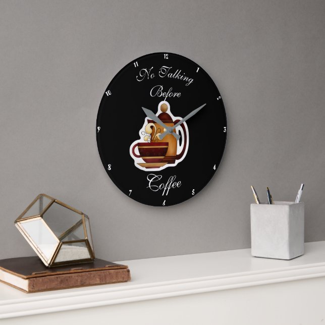 No Talking Before Coffee Humourous Clock 1 (Office)