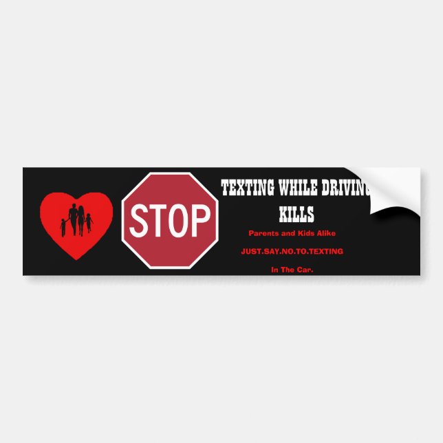 No Texting and Driving Bumper Sticker (Front)