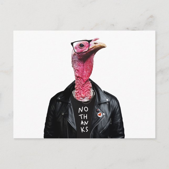 No Thank you. Funny Turkey with glasses Postcard (Front)
