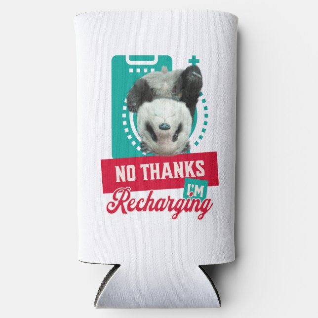 No Thanks, I’m Recharging Panda Bear Cub Battery Seltzer Can Cooler (Front)