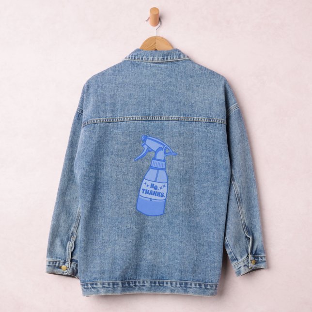 No, Thanks. Spray Bottle Sassy Humour Denim Jacket (Hangar)