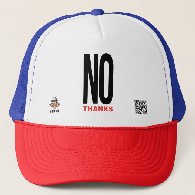 No thanks white trucker hat (Front)