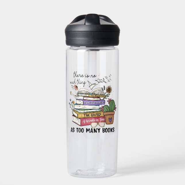 No Thing As Too Many Books Water Bottle (Front)