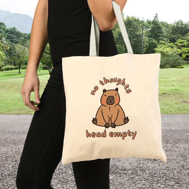 No Thoughts Head Empty Capybara Funny Meme Tote Bag (Capybara "No thoughts head empty")