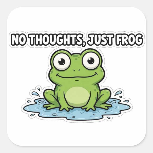 No Thoughts Just Frog Funny Meme Sticker (Front)