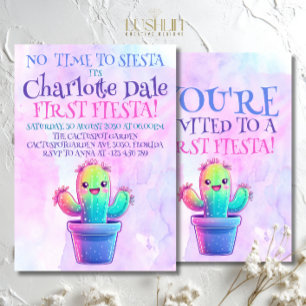 No Time to Siesta Cactus Birthday Fun Fiesta Party Invitation