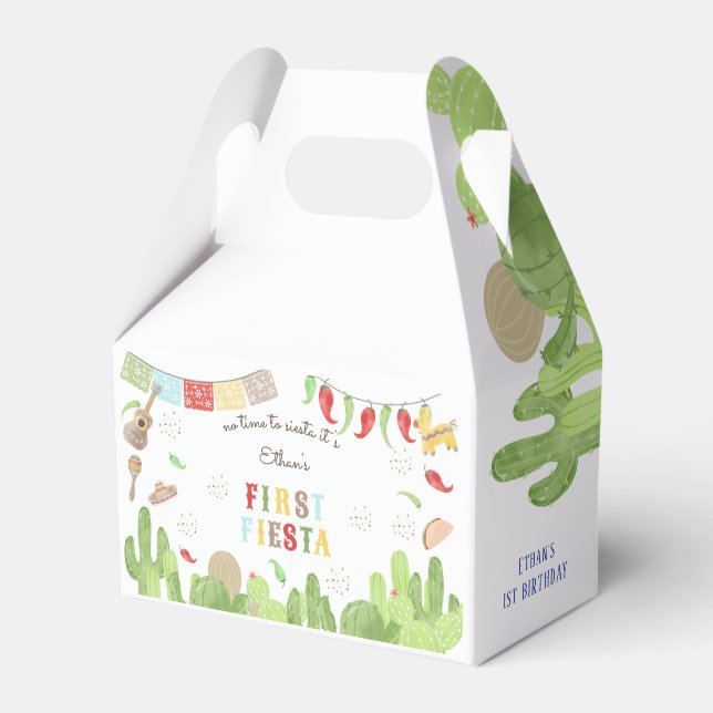 No time to siesta fiesta mexican first birthday favor box (Front Side)