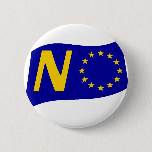 No To European Union 2 Inch Round Button (Front)