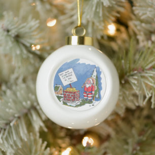 No To Santa ceramic ball ornament