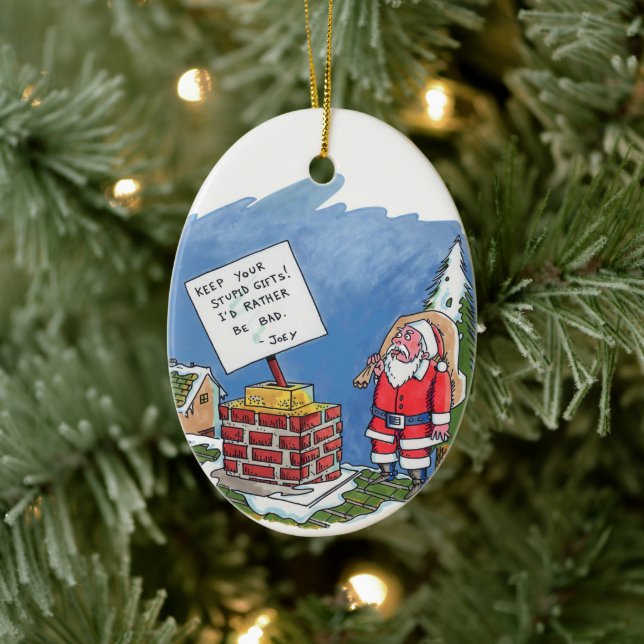 No To Santa oval ceramic ornament (Tree)
