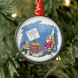 No To Santa round premium ornament
