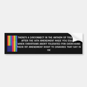 NO TOLERANCE FOR CHRISTIANS BUMPER STICKER