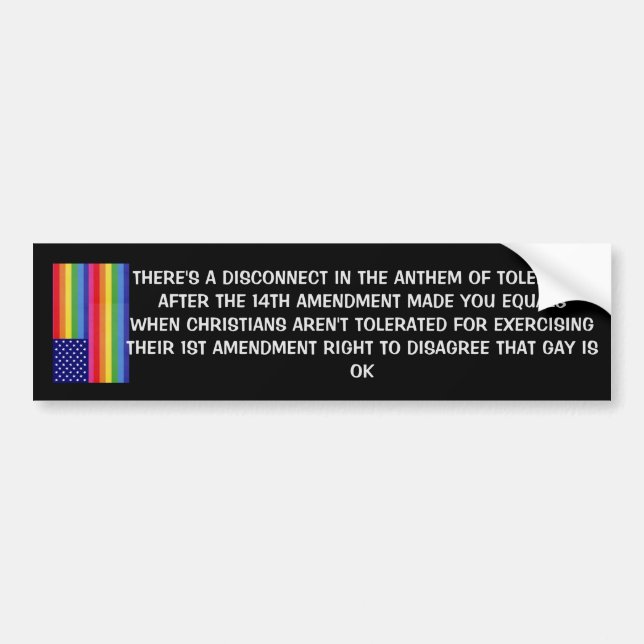 NO TOLERANCE FOR CHRISTIANS BUMPER STICKER (Front)