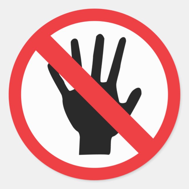 no touching icon classic round sticker (Front)