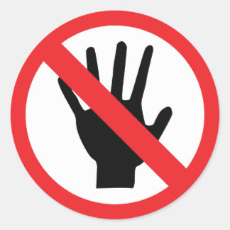 no touching icon classic round sticker