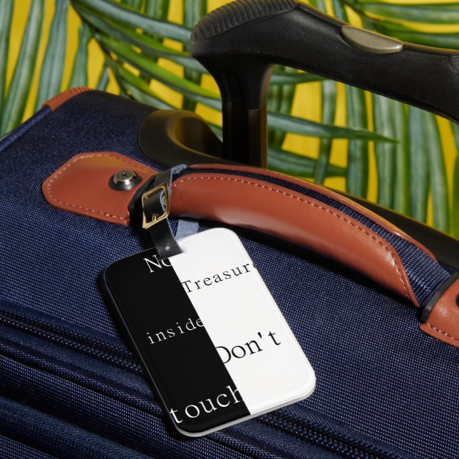 No Treasure Inside – Don't Touch Notebook Luggage Tag (Front Insitu 1)