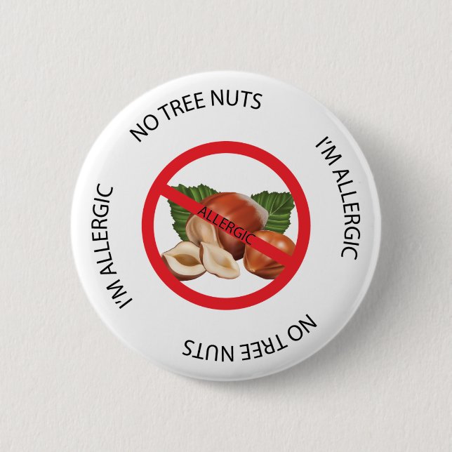 No Tree Nuts Allergy Alert Button (Front)