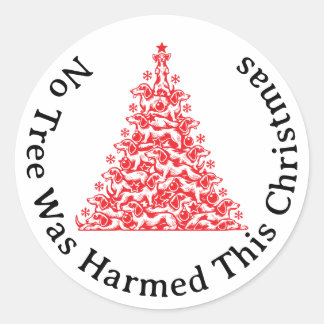 No Tree was harmed Dachshund Christmas Classic Round Sticker