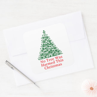 No Tree was harmed Dachshund Christmas Square Sticker