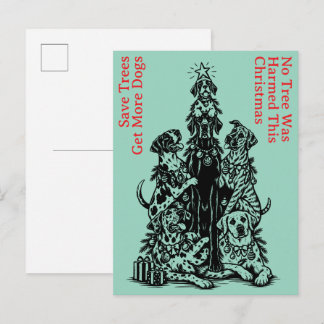 No Tree was harmed Great Dane Christmas Holiday Postcard