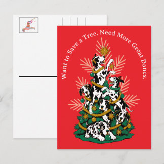 No Tree was harmed Great Dane Christmas Holiday Postcard