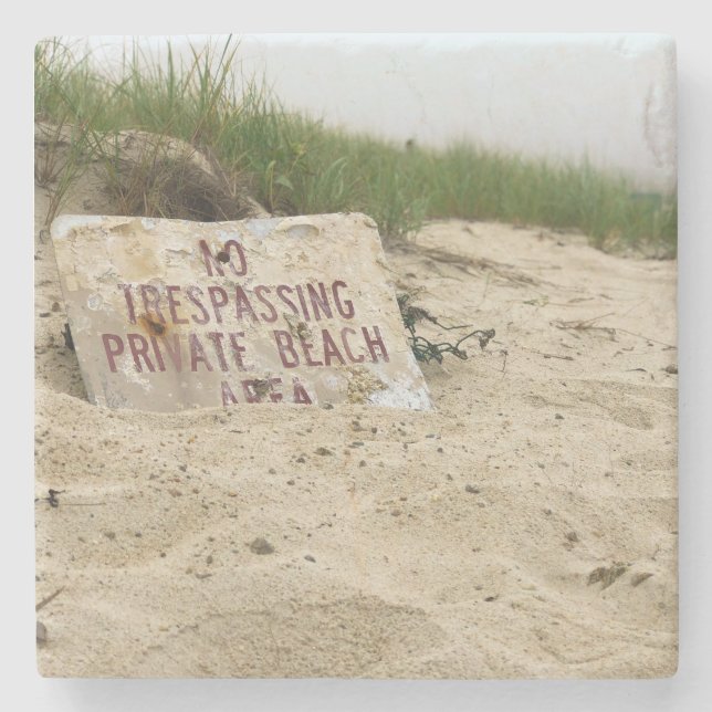 No Trespassing: Private Beach Vibes Stone Coaster (Front)
