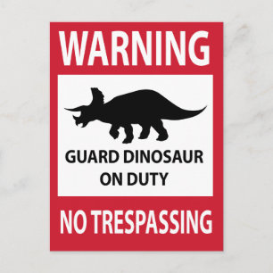 No Trespassing (Triceratops) Sign Postcard