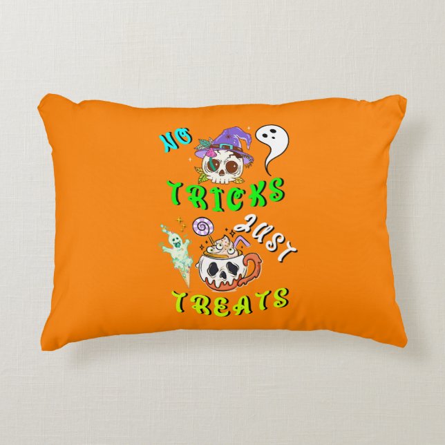 No Tricks Just Treats Cute Accent Pillow (Front)