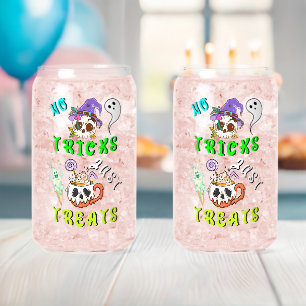 No Tricks Just Treats Cute Can Glass