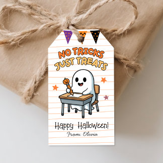 No Tricks Just Treats, Cute Halloween Party Candy Gift Tags