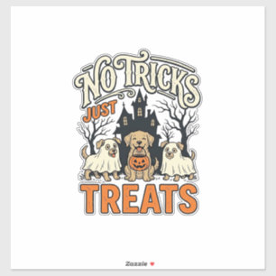 No Tricks Just Treats Halloween Dog Ghost Shirt_1