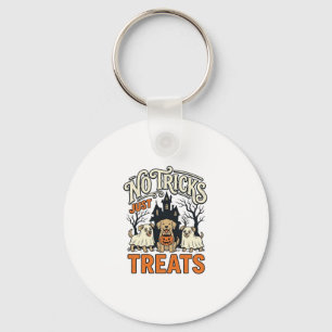 No Tricks Just Treats Halloween Dog Ghost Shirt_1 Keychain