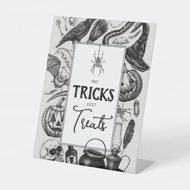 No Tricks Just Treats Halloween Party Pedestal Sign (Front)