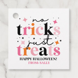 No Tricks Just Treats Pink Halloween Favour Tags