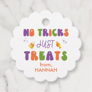 No Tricks Just Treats Retro Halloween Favour Tags