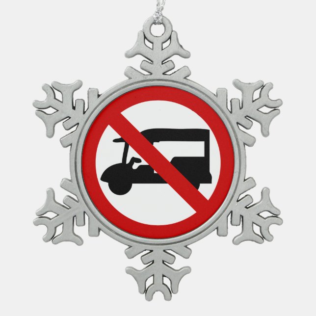 NO Tuk-Tuk TAXI ⚠ Thai Road Sign ⚠ Snowflake Pewter Christmas Ornament (Front)